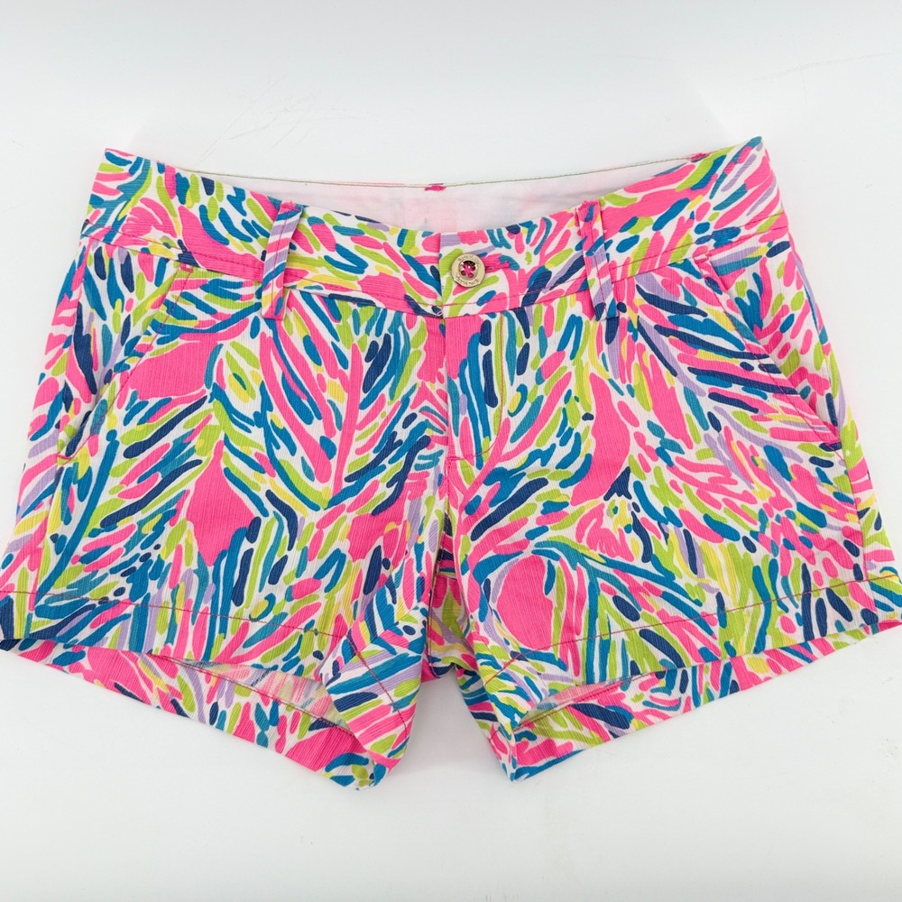 Lilly Pulitzer The Callahan Short Size 2 Palm Reader Print Cotton pink blue